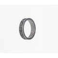 Ring - Vintage Dark Metal Tone Ring with 2 Rows of Diamante Stones - ML2257
