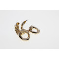 Earrings - Gold Tone Earrings with Rope Design and Circular Hoop - ML2261