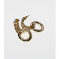 Earrings - Gold Tone Earrings with Rope Design and Circular Hoop - ML2261