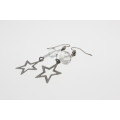 Earrings - Vintage Beaded Silver Tone Star Earrings - ML2269
