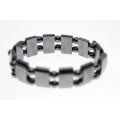 Bracelet - Vintage Hematite Bracelet with Circular and Rectangular Hematite Beads - ML2286