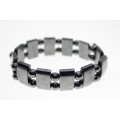 Bracelet - Vintage Hematite Bracelet with Circular and Rectangular Hematite Beads - ML2286