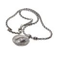 Chain/Pendant - Pewter Fob Chain. Pendant Rose in Centre. Stones. Handcrafted - Danon - ML3108