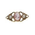 Brooch - Vintage Gold Tone Cameo and Faux Pearl Brooch - ML3122