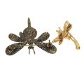 Brooch - 2 x Gold Tone Intricate Detailed Dragonfly Brooches. Blue & Clear Diamantes - ML3136