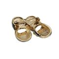 Brooch - Gold Tone Beautifully Designed Dainty Doll Shoes. Black Enamel with Diamantes - ML3138