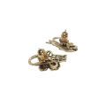 Earrings - Gold Tone Intricate Posy of Flowers in a Woven Basket Design - ML3146