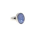 Ring - Silver Tone Band with Large Milky Blue Centre Stone - ML3150