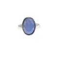 Ring - Silver Tone Band with Large Milky Blue Centre Stone - ML3150