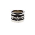 Ring - Silver Tone Chunky Wide Band with Black Enamel & Clear Diamantes - ML3152