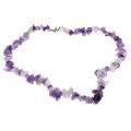 Necklace - Silver Tone Multi Shades of Irregular Faceted Amethyst Nuggets - ML3155