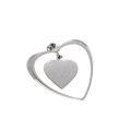 Pendant - Silver Tone Vintage Heart in Heart Pendant. Centre Heart filled with Paua Shell - ML3176