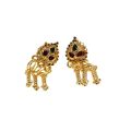 Earrings - Gold Toned South Indian tops. Ethnic Wedding Stud Earrings. Green & Red Enamel - ML3180