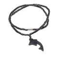 Necklace - Vintage Hematite Necklace with Dolphin.  Screw Clasp - ML3187