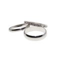 Ring - 3 x Silver Tone Assorted bands. 2 x Plain Bands & 1 surrounded by Diamantes - ML3198