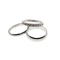 Ring - 3 x Silver Tone Assorted bands. 2 x Plain Bands & 1 surrounded by Diamantes - ML3198