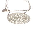 Necklace - Gold Tone Chain with Lacey Disc attached to Chain - ML3223