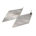Earrings - Silver Tone Large Diamond Shape Fashion Earrings. Slight Texture - ML3232