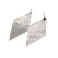 Earrings - Silver Tone Large Diamond Shape Fashion Earrings. Slight Texture - ML3232