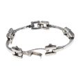 Bracelet - 925 Silver Bracelet stamped Italy.  2 links in between each solid bar. Safety Chain - ...