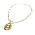 Necklace - Gold Tone Dainty Elegant Chain with an Oval Pendant with Diamantes - ML3268