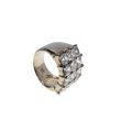 Ring - 925 Silver Chunky Wide Fashionable Band with 12 Diamante Centre Statement - ML3273