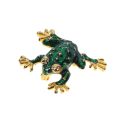 Brooch - Gold Tone Vintage Enamel Frog. Green & Gold Colour - ML3295