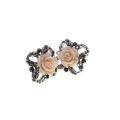 Earrings - Silver Tone Vintage Earrings. Marcasite with Pale Pink Rose in Centre - ML3296