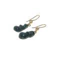 Earrings - Gold Tone Dangle Jade Colour Earrings for Pierced Ears - ML3324