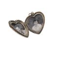 Pendant  - Silver stamped Heart Locket +-1940/50 era. Lines engraved on front of Heart - ML3328