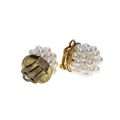 Earrings - Gold Tone Vintage Faux Pearl Cluster Earrings. Clip Ons - ML3339