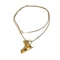 Necklace - Gold Tone Chain with a Detailed Ice-Skating Boot Pendant - ML3349