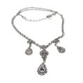 Necklace - Silver Tone Choker. Rhinestones with hanging Pearldrop shape Rhinestones - ML3375