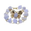 Set - Gold Tone Bracelet and Butterfly Brooch with Pale Blue Stones - ML3379