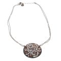 Necklace - Silver/Brass Medallion with Strass & Studs. Brass covered with genuine Silver. Gas Bij...