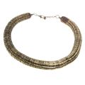 Necklace - Gold Tone Vintage Chunky Tubed Choker Necklace. Statement Jewellery - ML3393