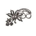 Brooch - Silver Tone Vintage Floral Large Style Marcasite Brooch - ML3396