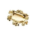 Brooch - Gold Tone Sparkly Vintage Flower & Leaf shape. Rhinestones. Centre Stone. Claws. - ML3399