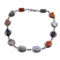 Necklace - Vintage 70's Silver Tone Necklace with Beautiful Multi-Coloured Stones - ML3402