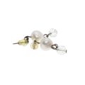 Earrings - Silver Tone Freshwater Pearl and Crystal Bead Earrings. Pierced Ears. - ML3414