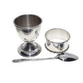 Christening Set - Vintage Silv Plated. Egg Cup Spoon & Serviette Ring. England. Orig Box - ML3424
