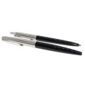 Antiques & Collectables - Vintage Parker 45 Fountain and Ballpoint Pen Set. Black and Silver - ML...