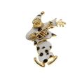 Brooch - Vintage Clown Retro Brooch Gold Tone with White Enamel. Articulated Legs - ML3454