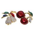 Brooches - Vintage Gold Tone Fruit Brooches each with Diamantes and Enamel Leaves and Fruit - ML3471