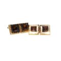 Cufflinks - Gold Tone Vintage Square Cufflinks. Rigid Texture. Copper Coloured Rhinestones - ML3474