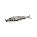 Pendant - Silver Tone Baracuda Fish Pendant. Red Rhinestone Eye. Mechanical Fin - ML3479