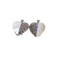 Earrings - Silver Tone Marcasite Leaf Earrings with Mother of Pearl. Clip Ons - ML3481