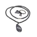 Set - Hematite Jewellery Set. Necklace with Oval Pendant, Dolphin Pendant & Ring - ML3488