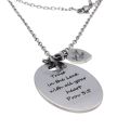 Necklace - Silver Tone Chain and an Oval Pendant with a Bible Verse engraving - ML3491