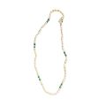Necklace- Gold Tone Faux Pearl Clasp. White Fresh Water Pearls with Malachite Beaded Necklace - M...